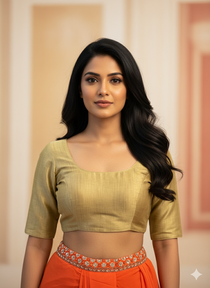 Plain Gold Silk Blouse