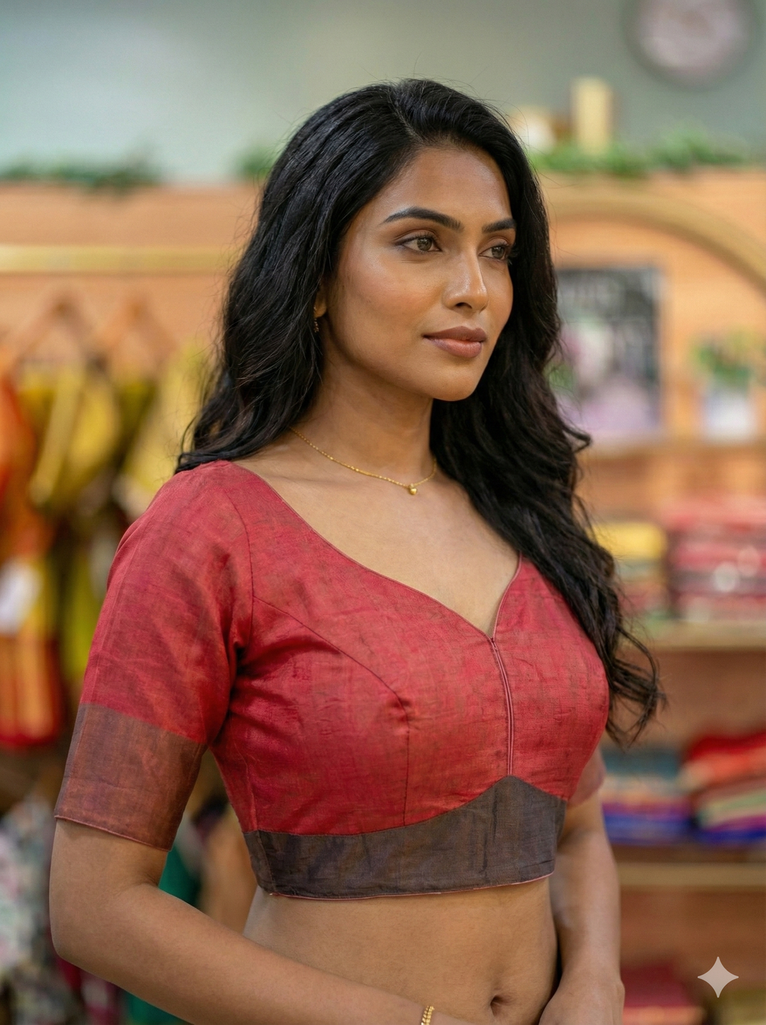 Dark Rust Tussar Silk Blouse