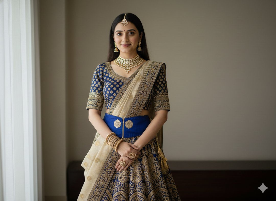 Navy Blue Zipper Style Waist Belt with Front Zipper