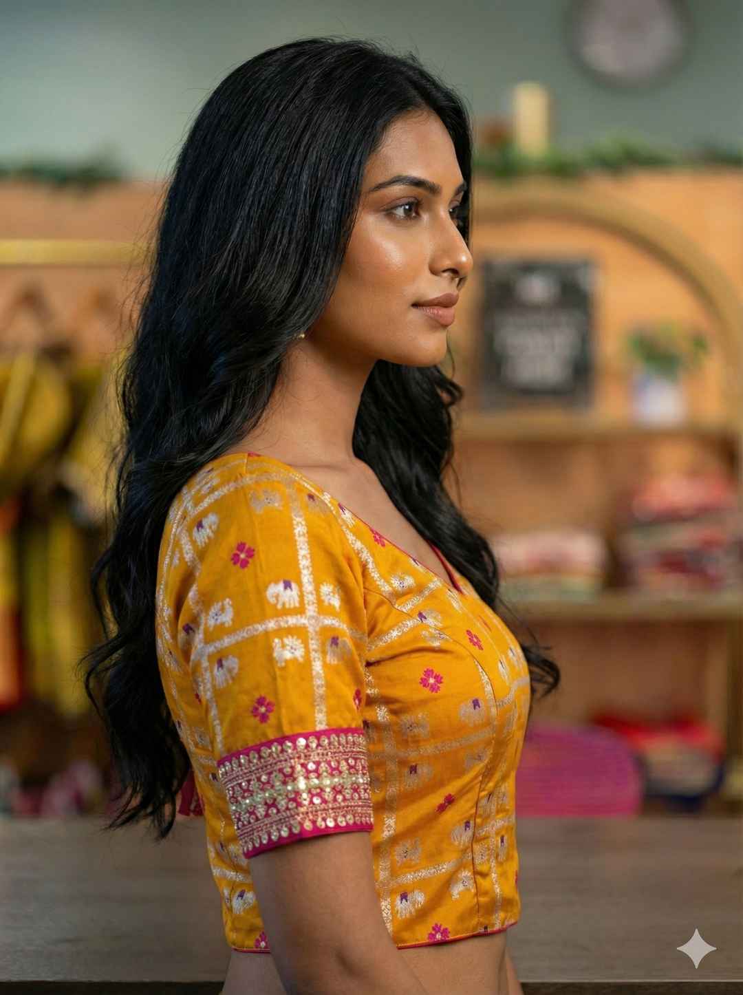 Yellow Banarasi Silk Blouse