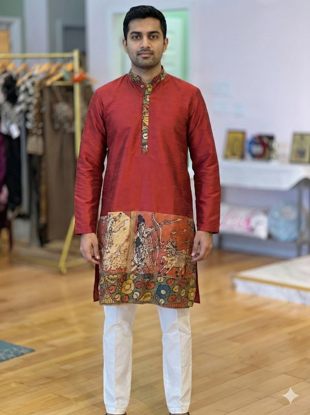 Raw-Silk Kalamkari Kurta