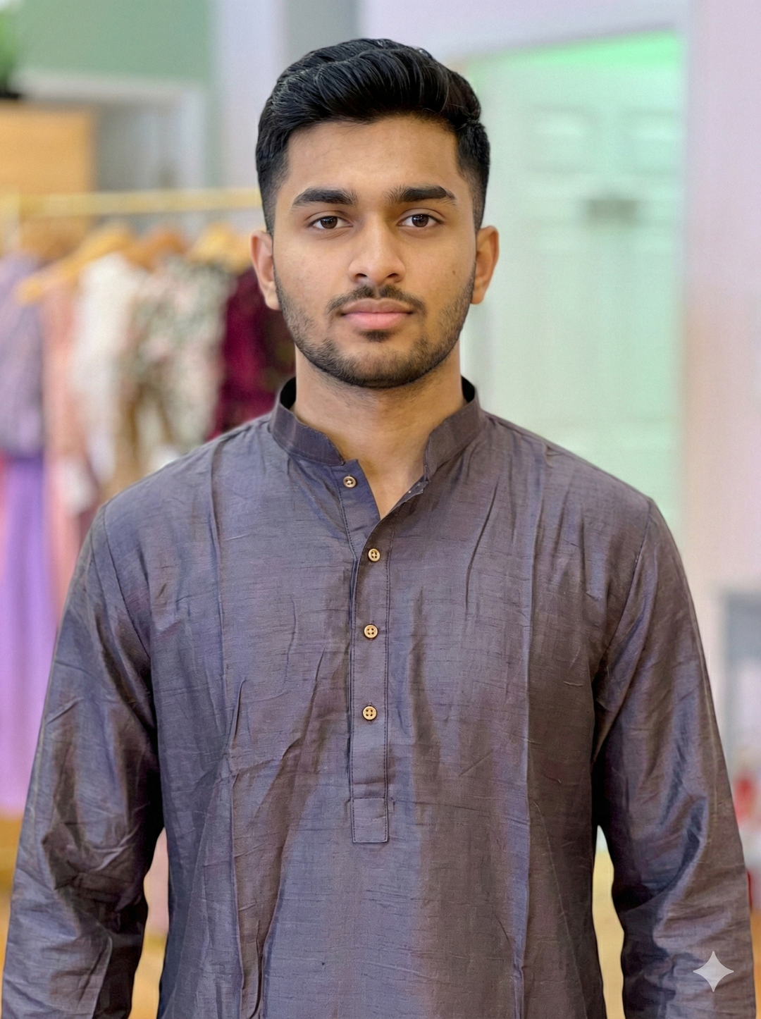 Indigo Plain Silk Kurta for Men