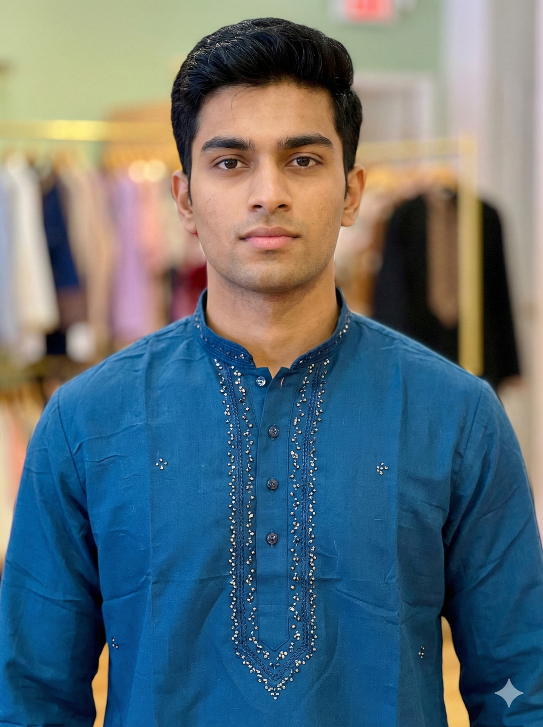 Sequins Yoke Silk Kurta