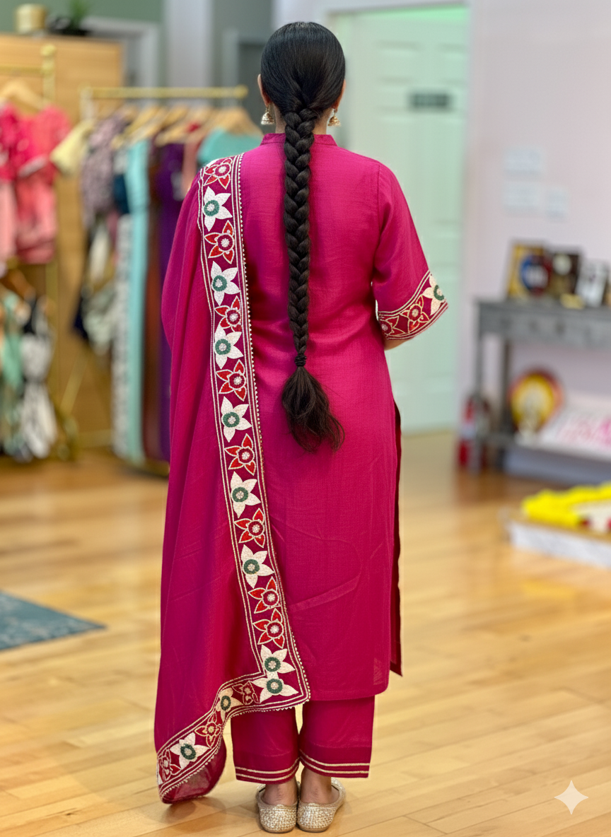 Pink Gota Embroidered Salwar Set
