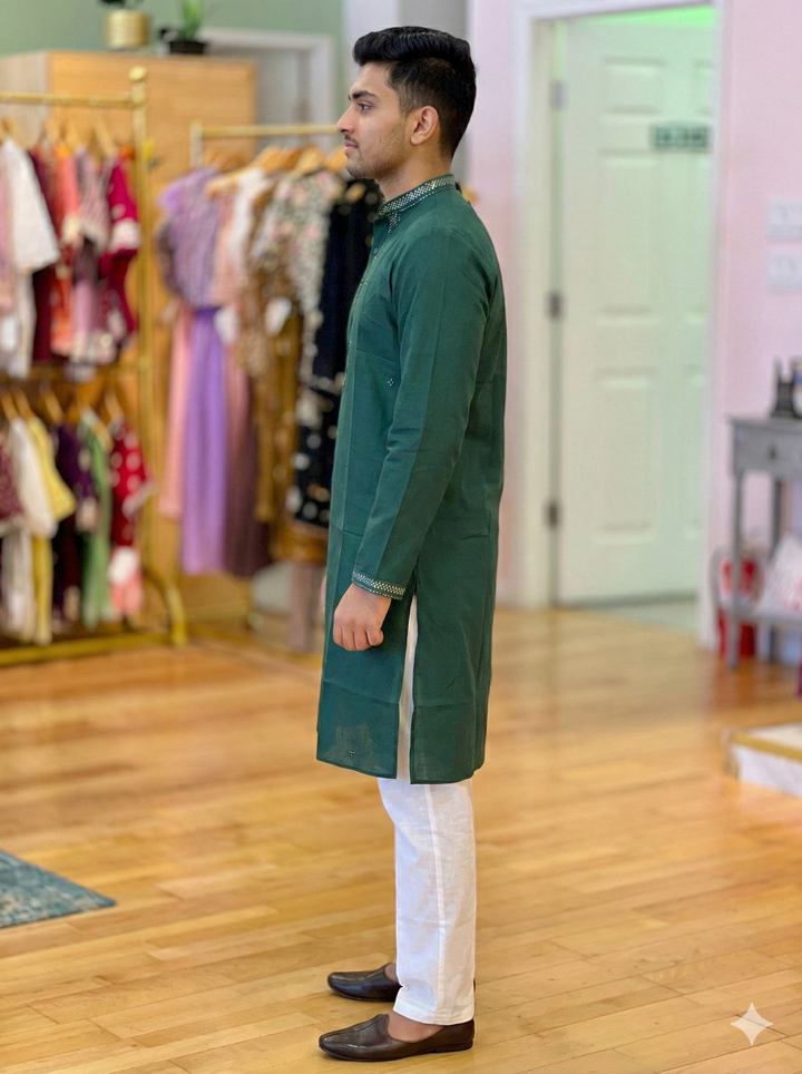 Sequins Yoke Silk Kurta
