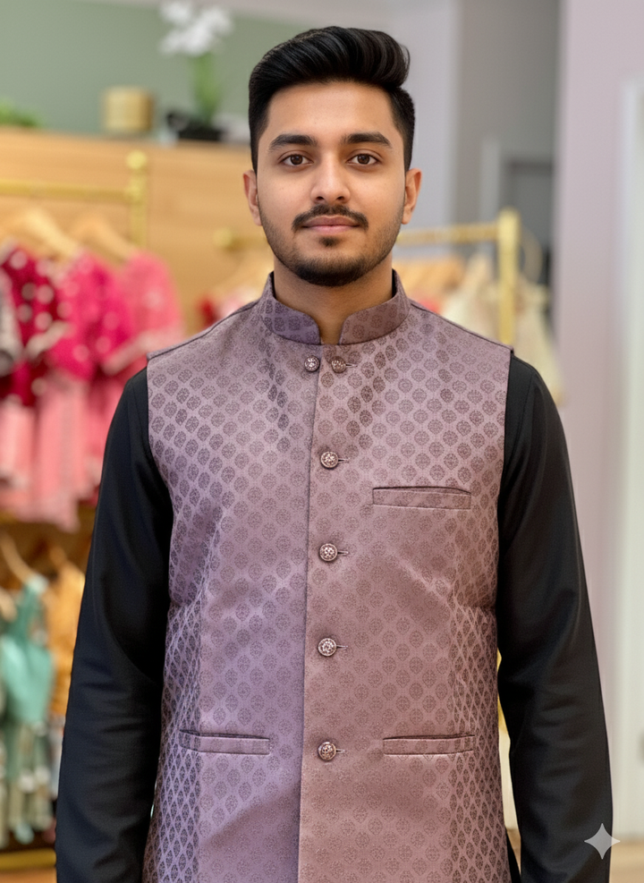 Deep Mauve Banarasi Brocade Vest