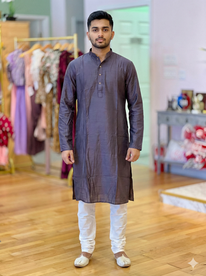Indigo Plain Silk Kurta for Men