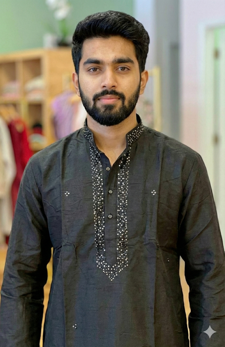 Sequins Yoke Silk Kurta