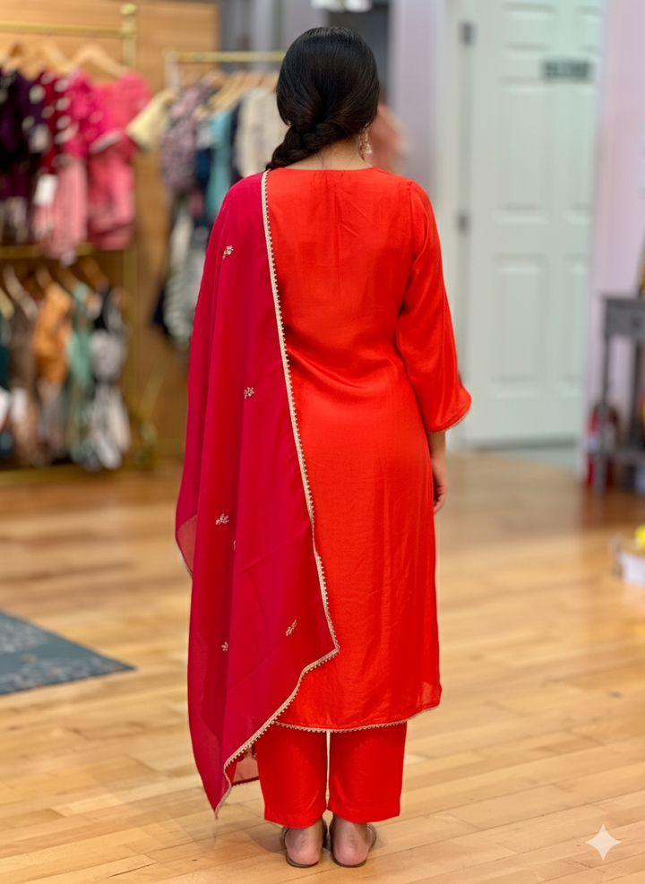 Orange and Pink Elephant Embroidered Set