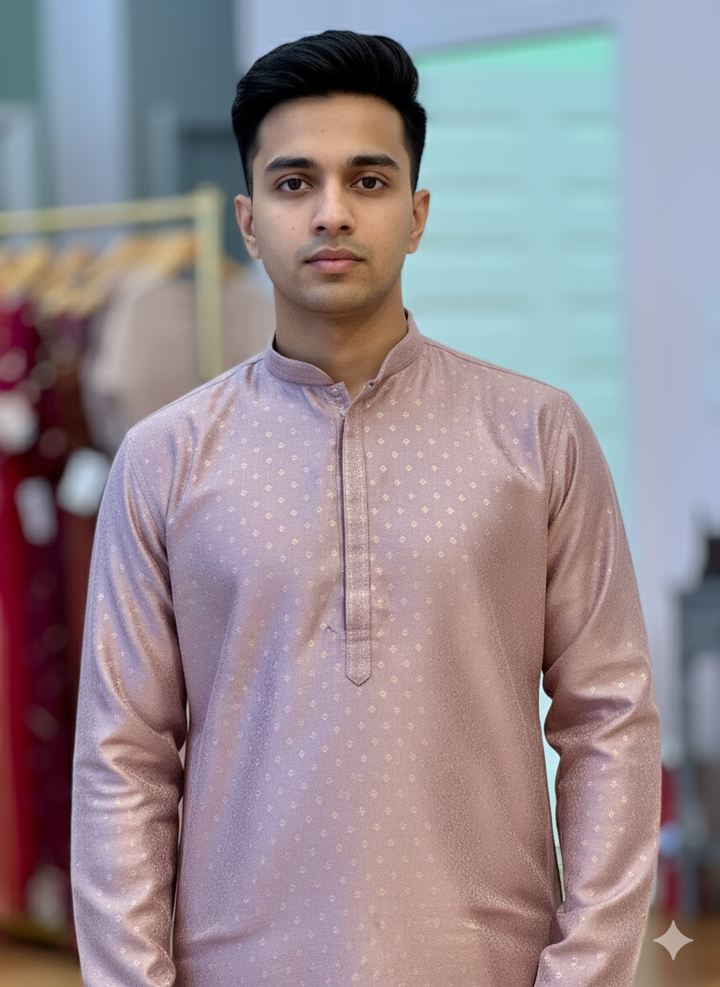 Mauve Color Silk Kurta And Pajama