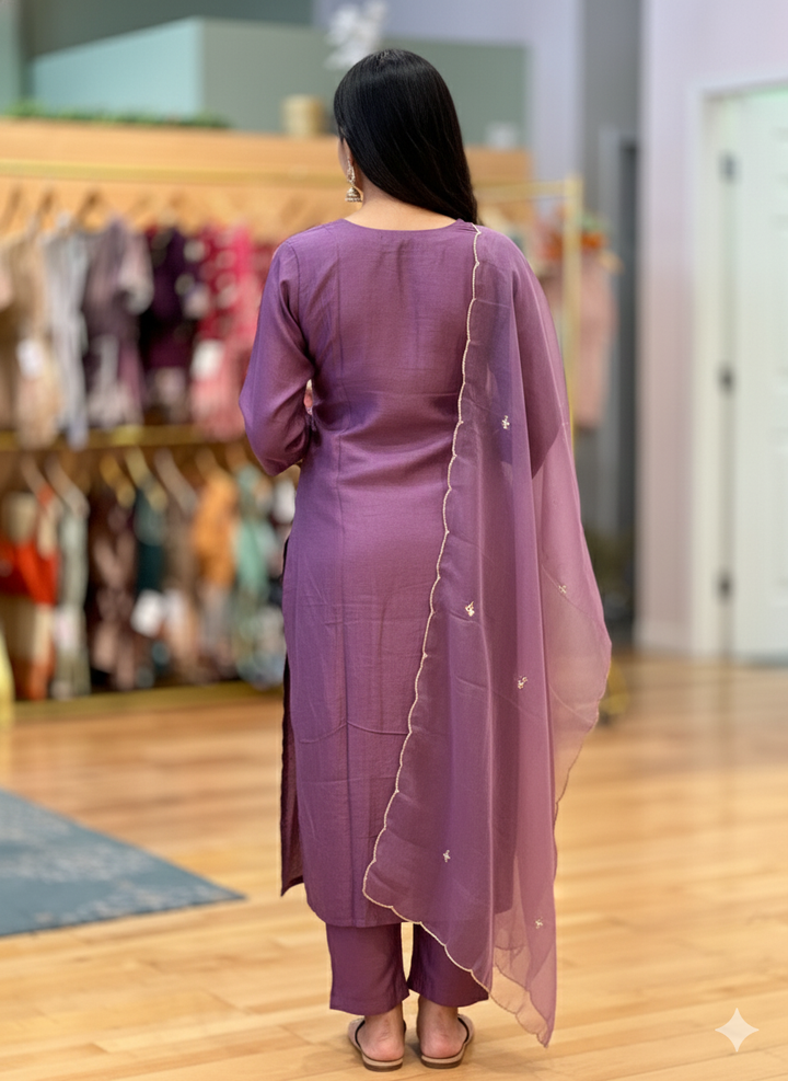 Purple Mauve Embroidered Salwar set