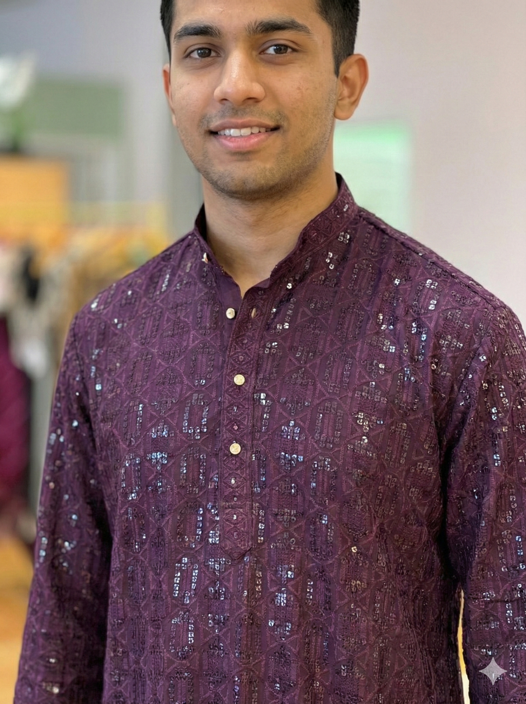Deep Plum Sequins Kurta