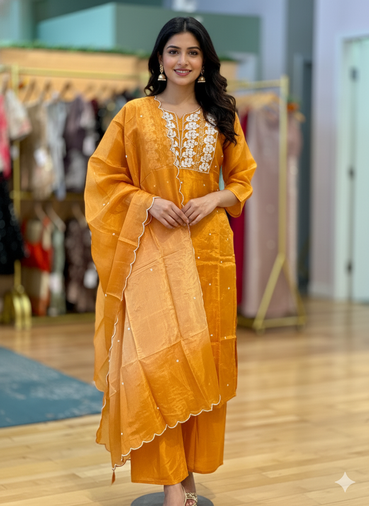 Apricot Embroidered Salwar Set