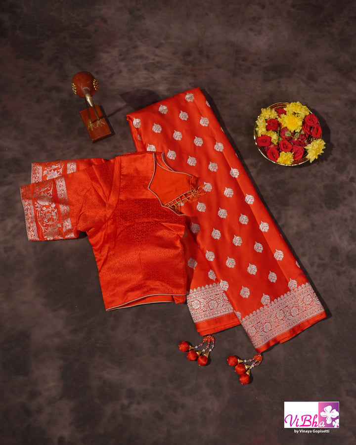 Tangerine Orange Kathan Mashru Silk
