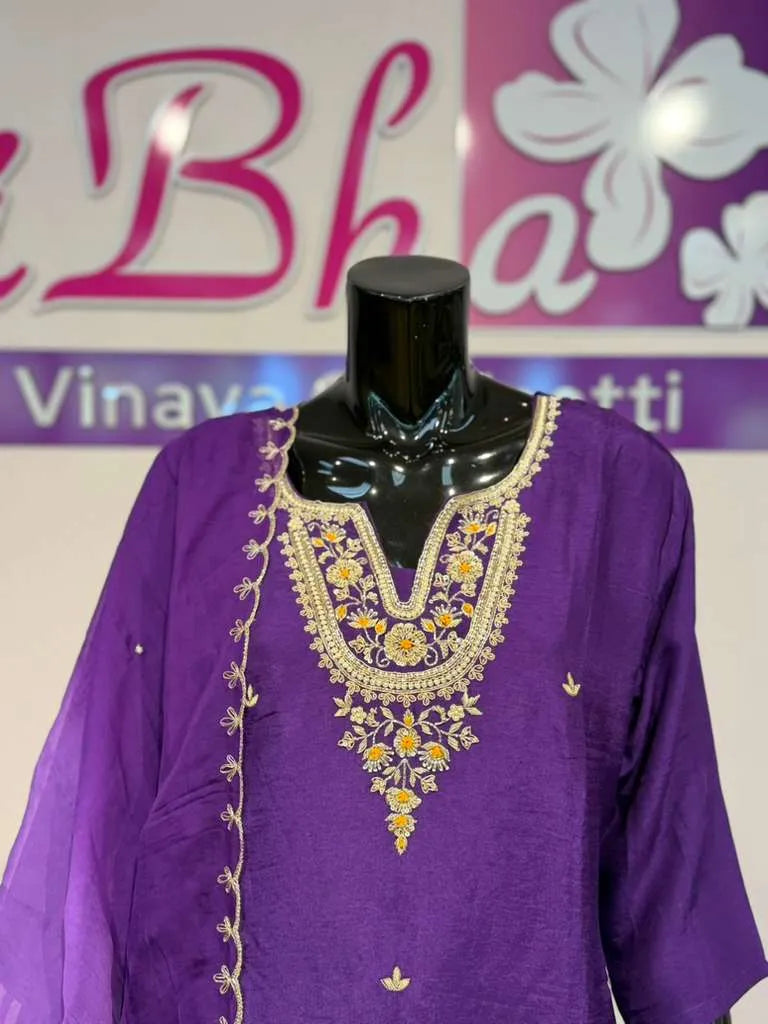 Royal Purple Embroidered Salwar Suit Set