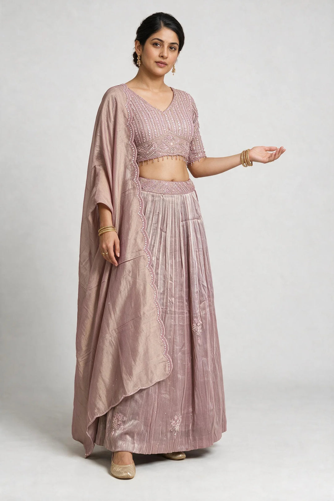 Deep Mauve Embellished Lehenga Set