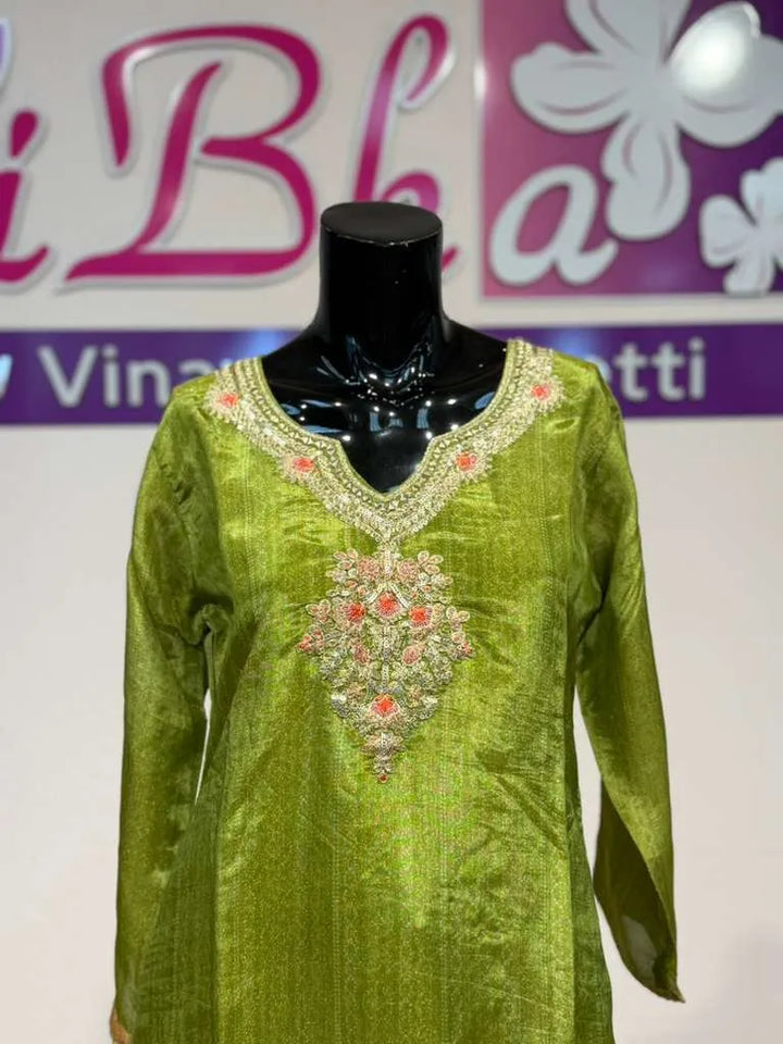 Parrot Green Floral Salwar Suit Set