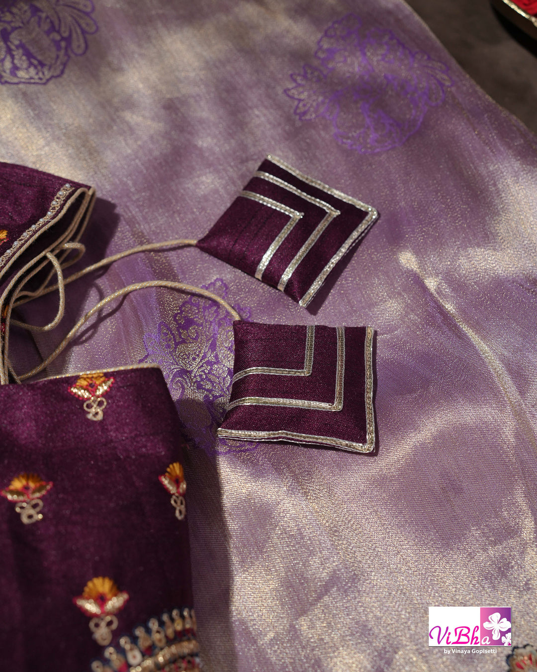 Lavender Designer Saree with Ornate Peacock and Figurative Embellishments