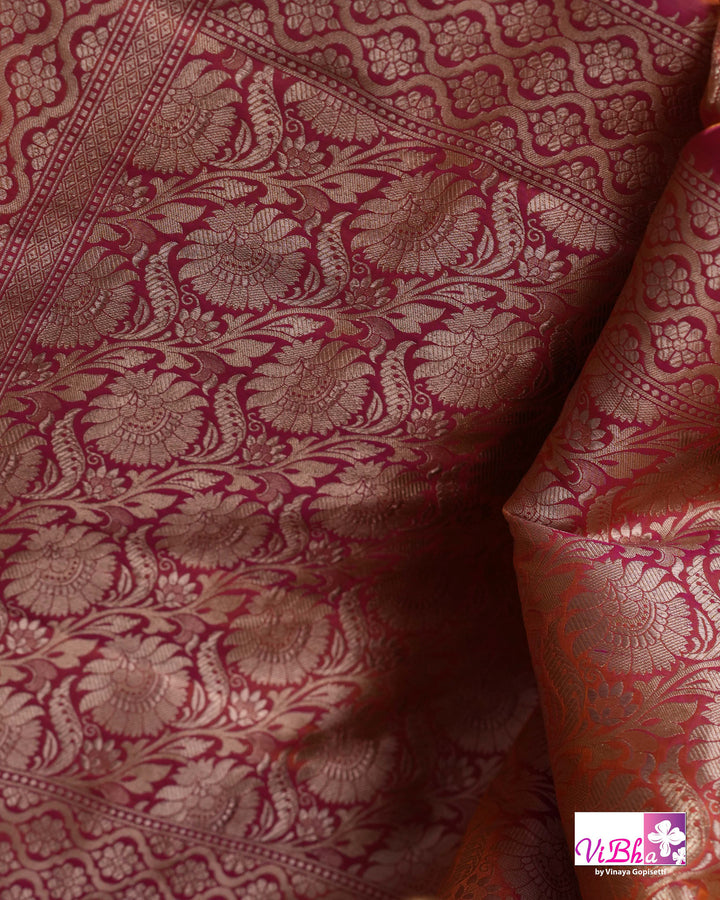 Peach Dual tone Jangla Katan Saree