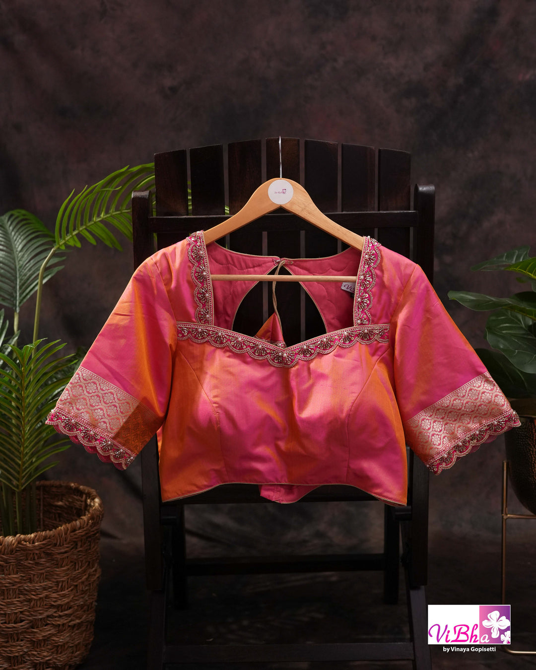 Peach Dual tone Jangla Katan Saree