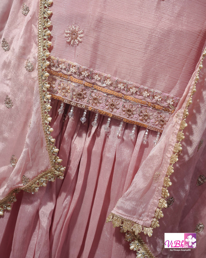 Blush Pink Embroidered Sharara Set