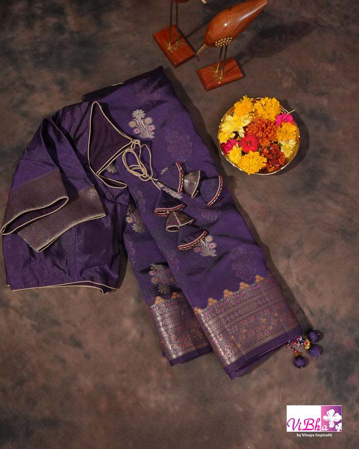 Violet Cora meenakari silk