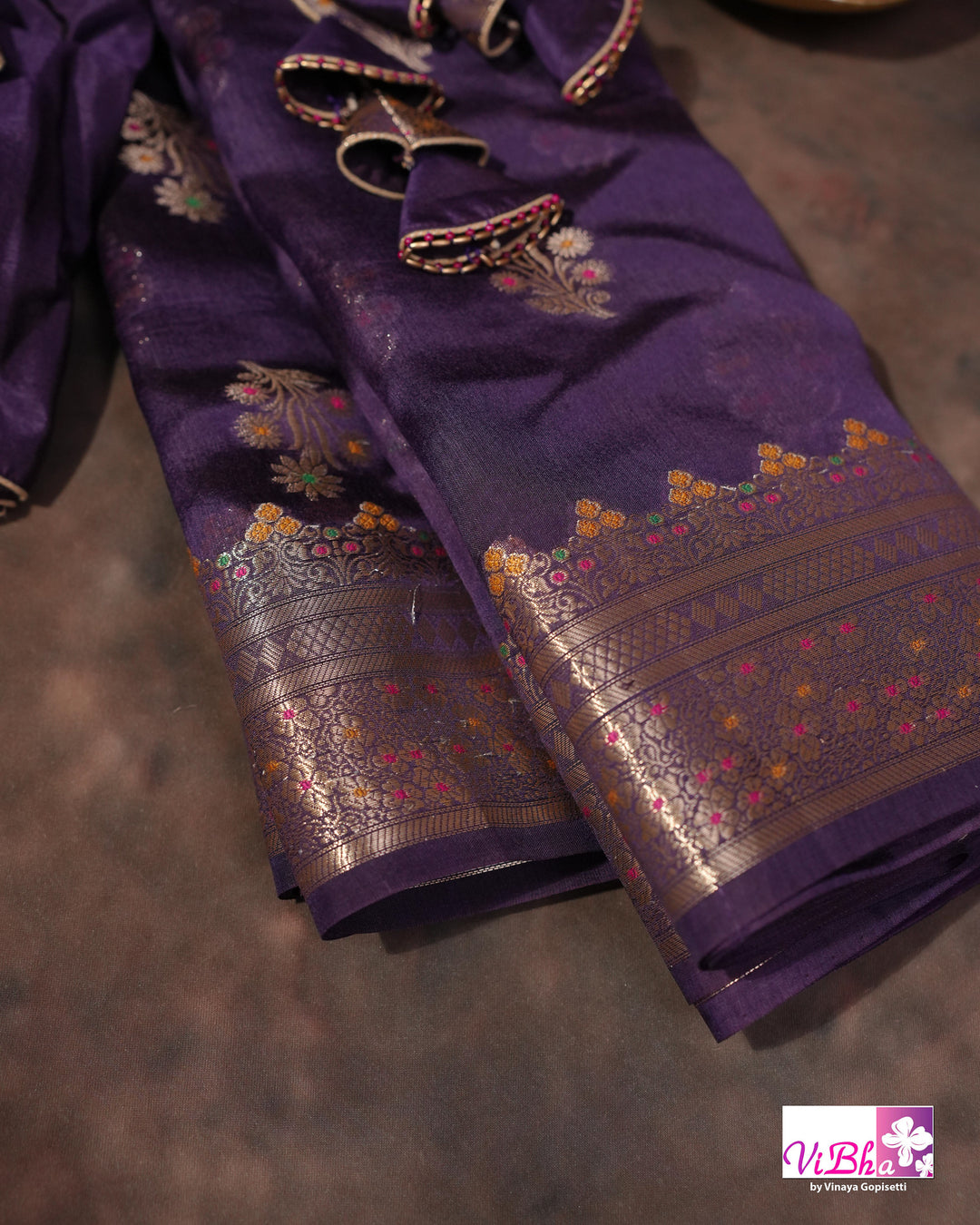 Violet Cora meenakari silk
