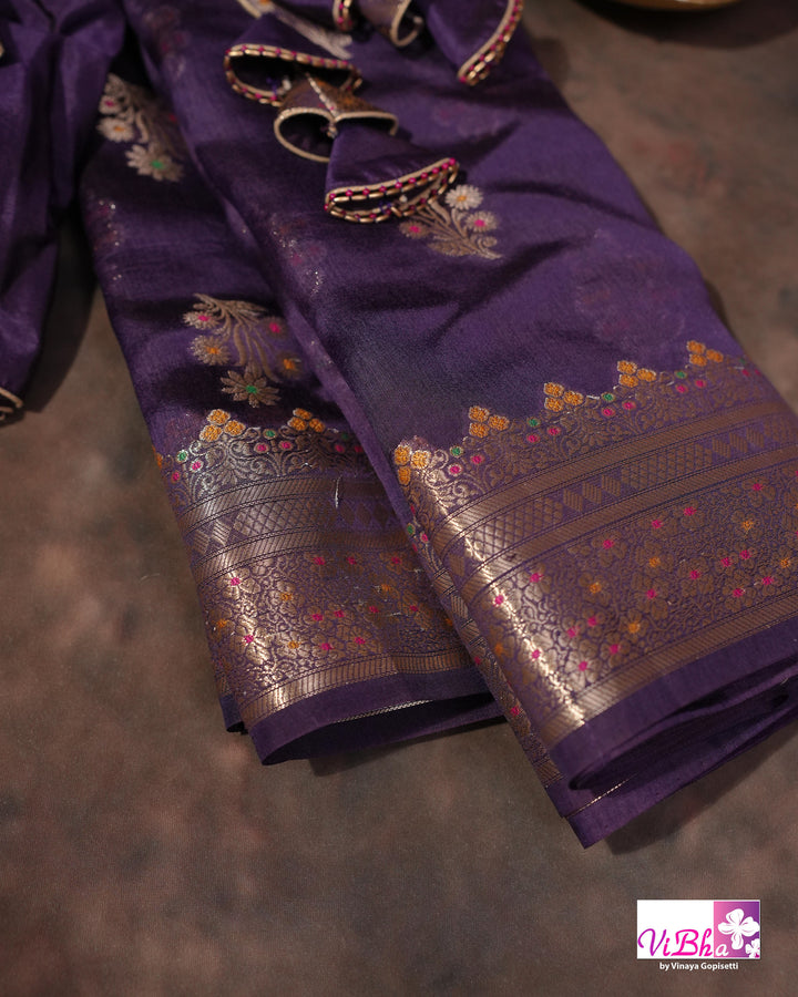 Violet Cora meenakari silk