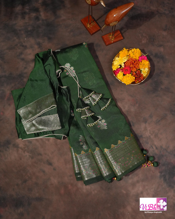 Green Cora meenakari silk