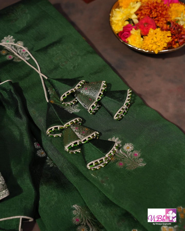 Green Cora meenakari silk