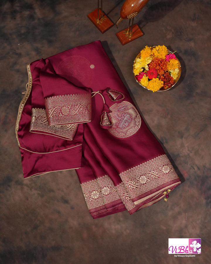 Wine Mashru silk