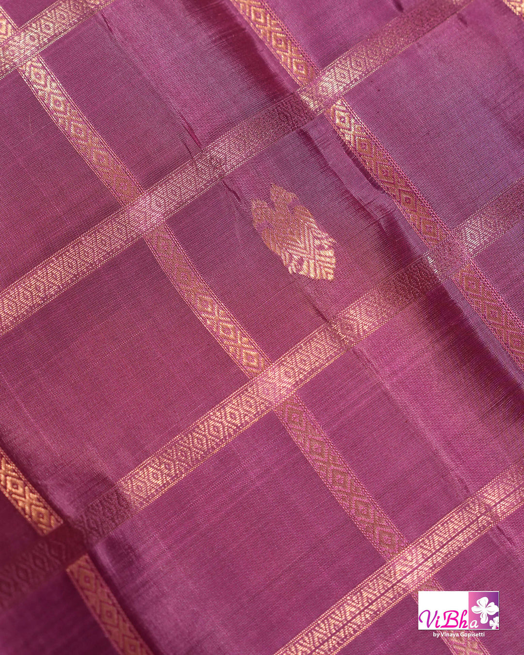 Lavender Pink Kanchi Silk Saree with Royal Purple Border and Blouse