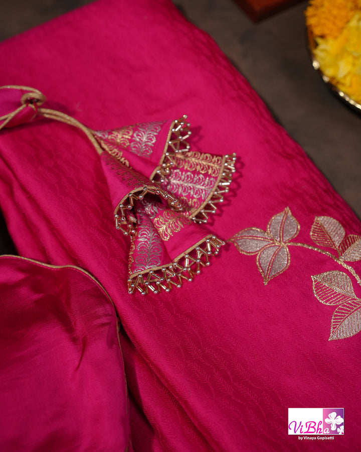 Hot pink Mashru silk