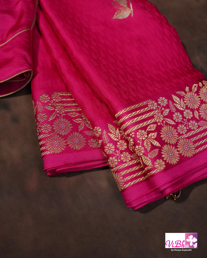 Hot pink Mashru silk