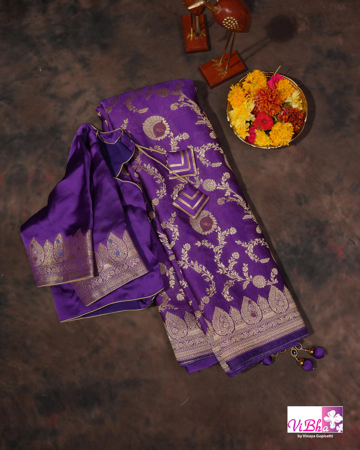 Violet meenakari katan silk