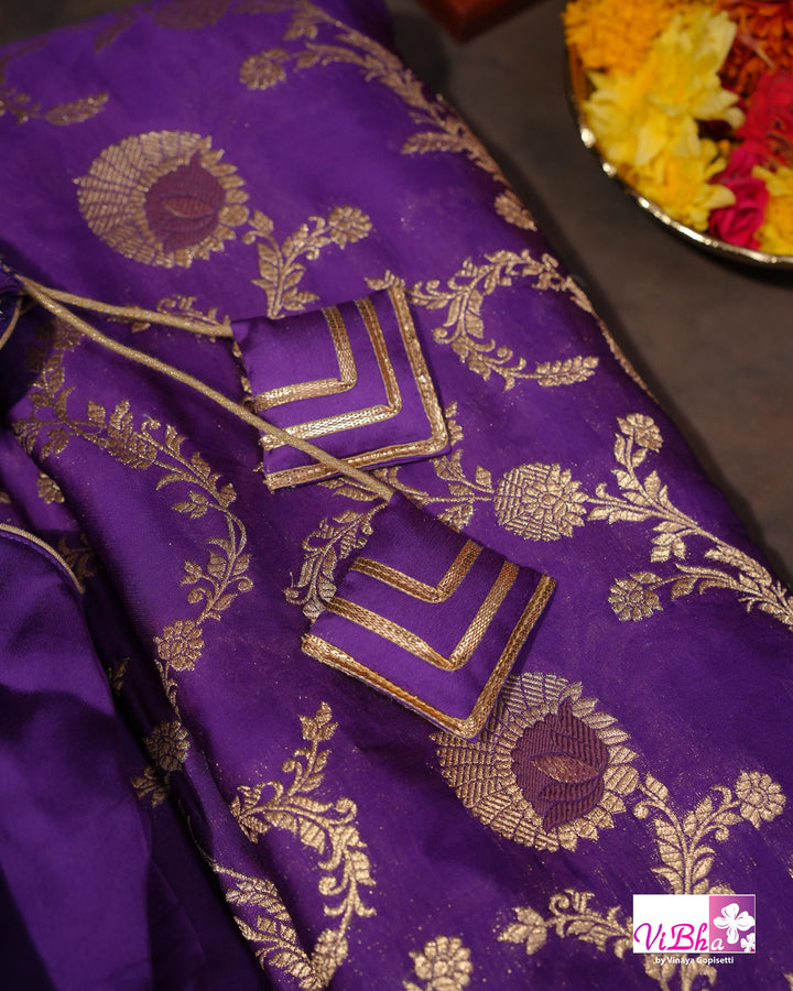 Violet meenakari katan silk