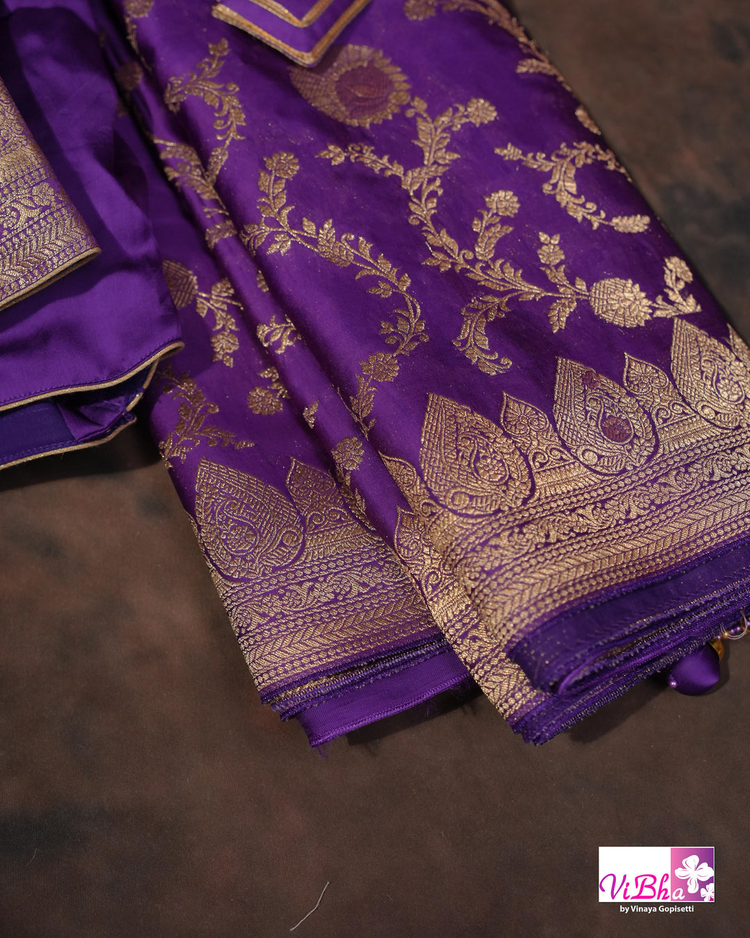 Violet meenakari katan silk
