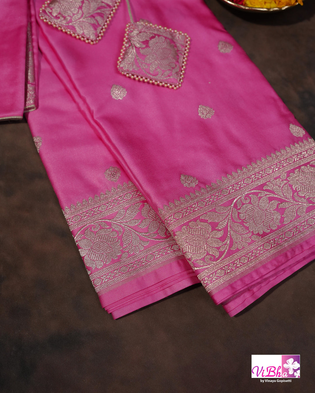 Baby Pink katan Banarasi silk