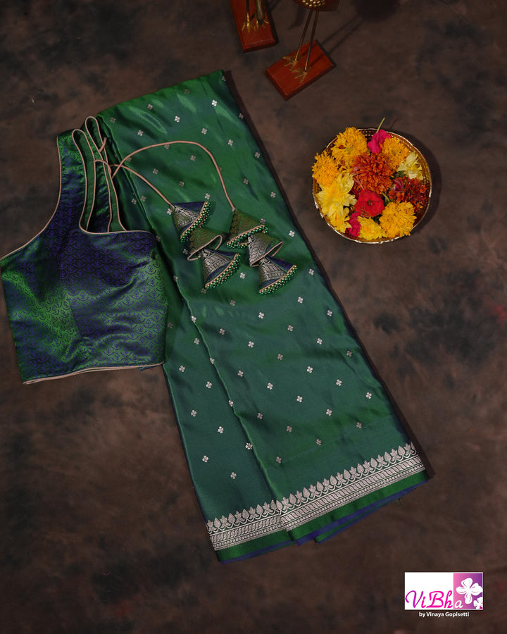 Dual tone Peacock green katan sik