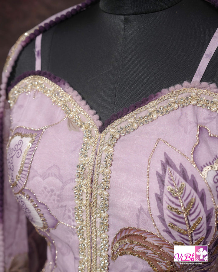 Lavender Embroidered Sharara Set