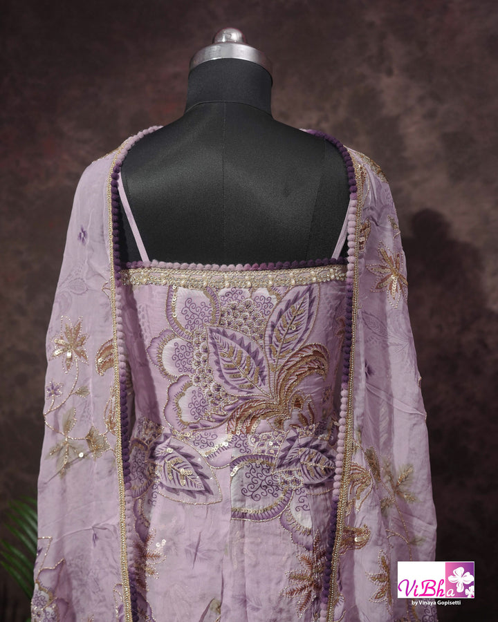 Lavender Embroidered Sharara Set