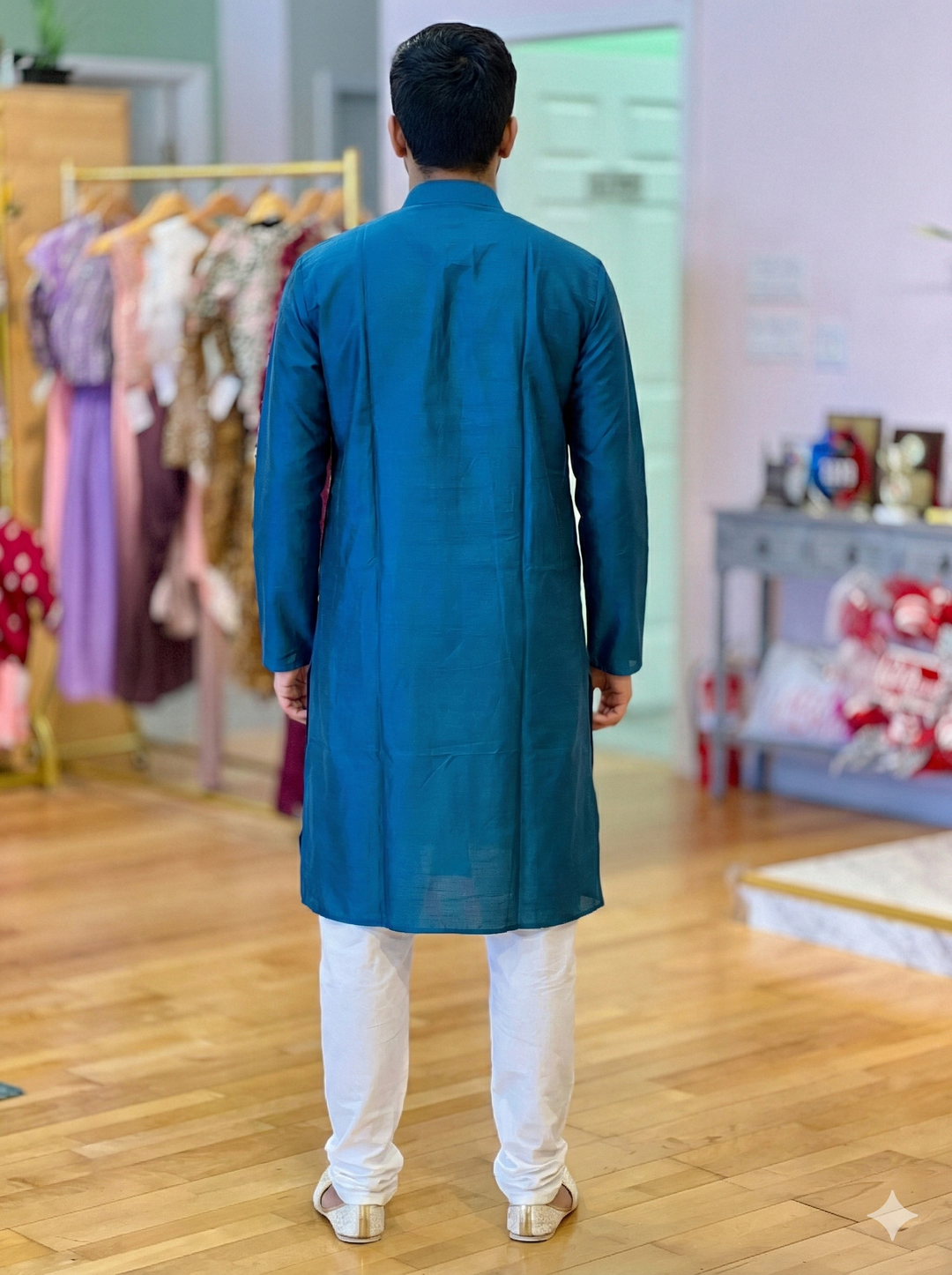 Royal Blue Plain Silk Kurta for Men