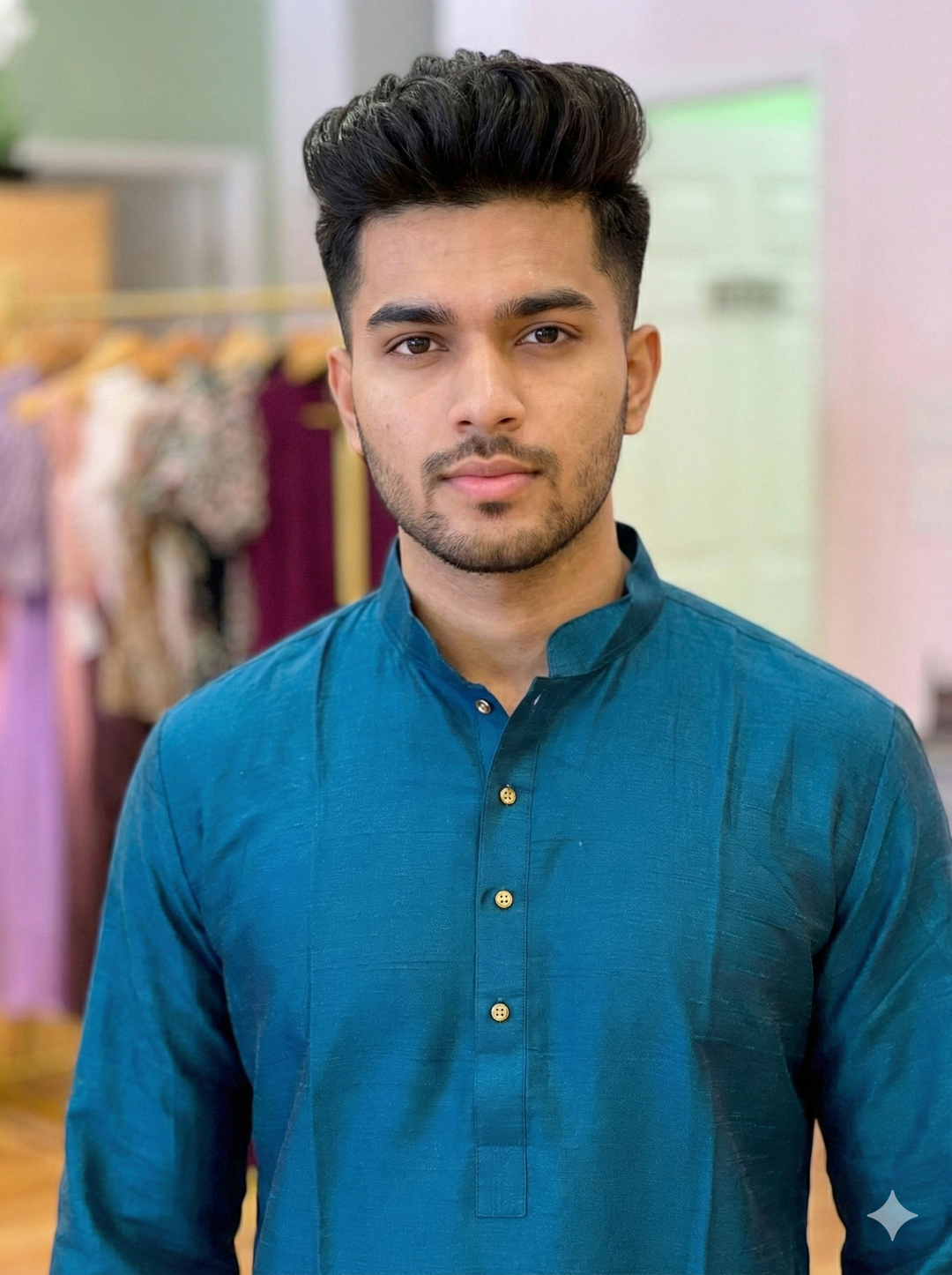 Royal Blue Plain Silk Kurta for Men