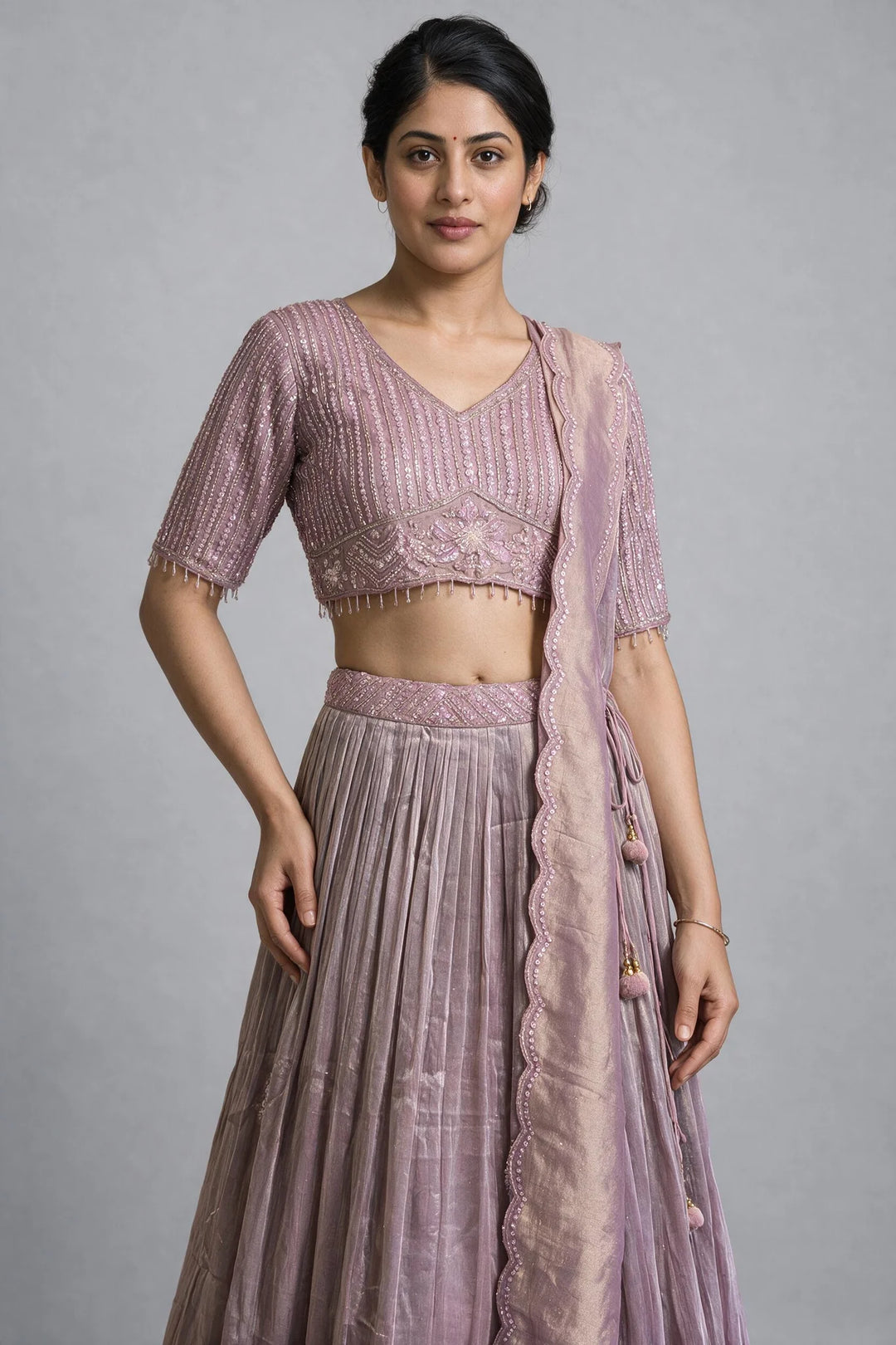 Deep Mauve Embellished Lehenga Set