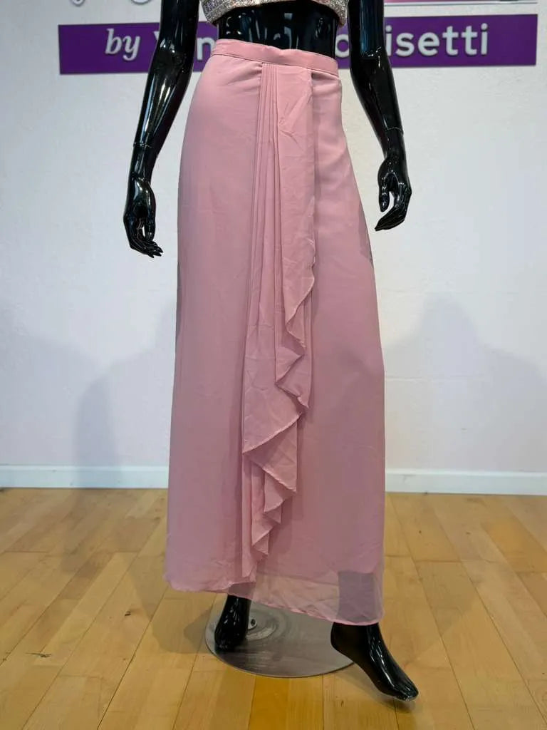 Dusty Rose Embellished Fusion Draped Skirt Set