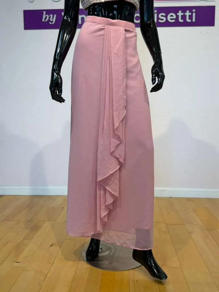 Dusty Rose Embellished Fusion Draped Skirt Set