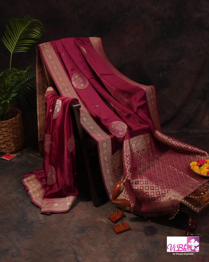 Wine Mashru silk