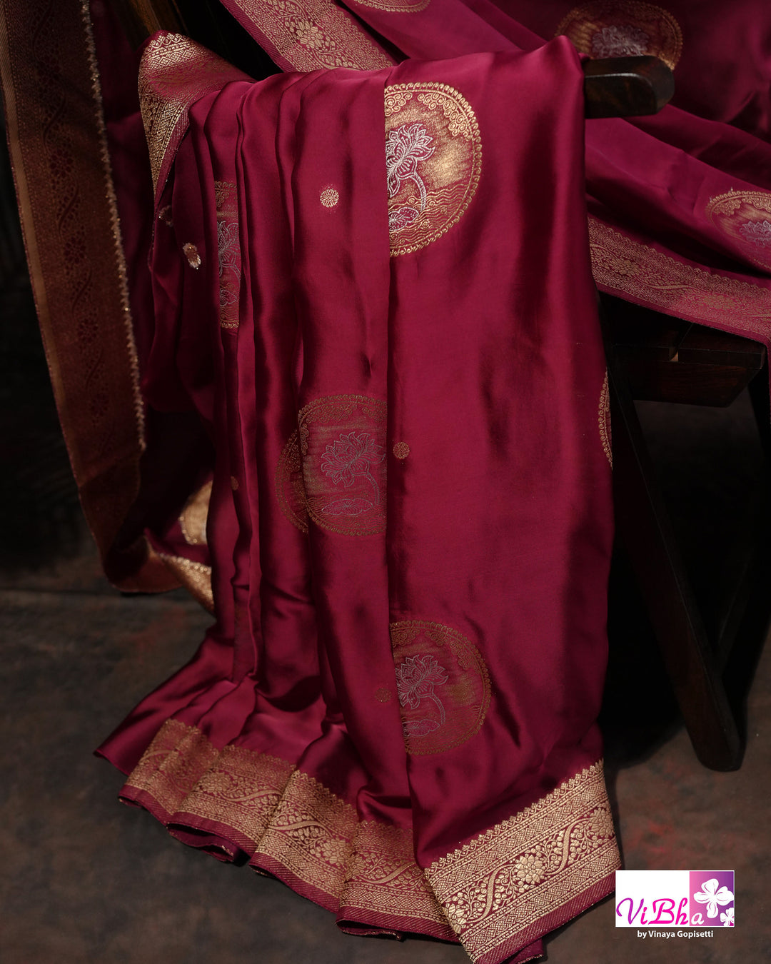 Wine Mashru silk