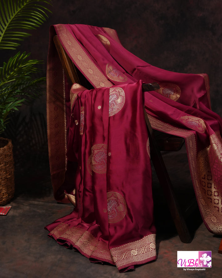 Wine Mashru silk