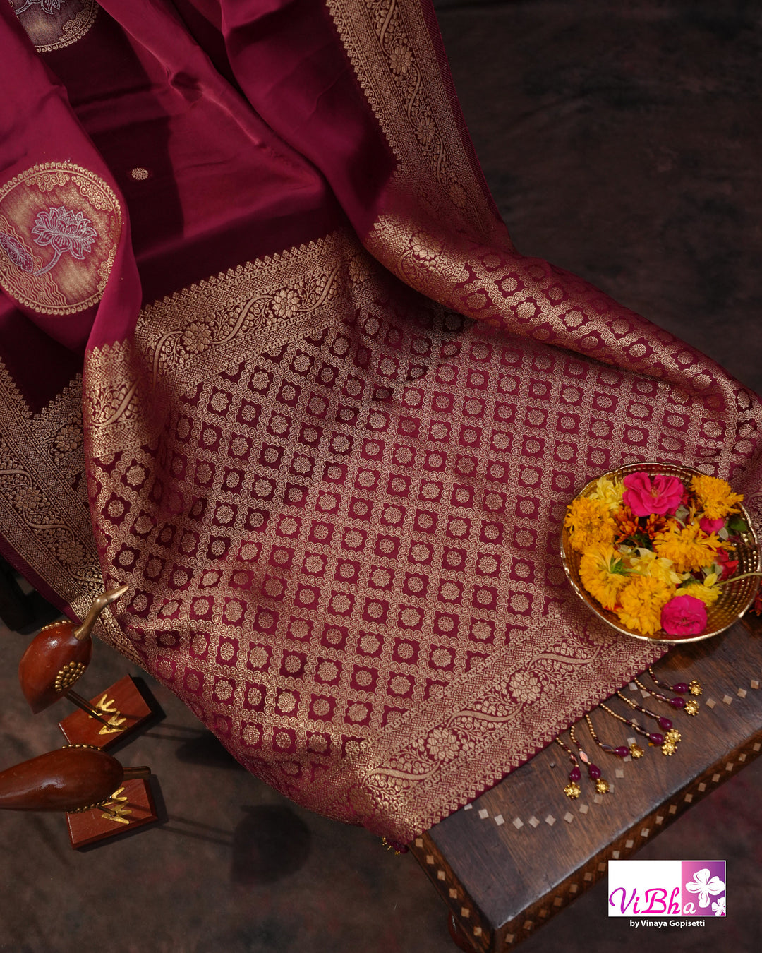 Wine Mashru silk